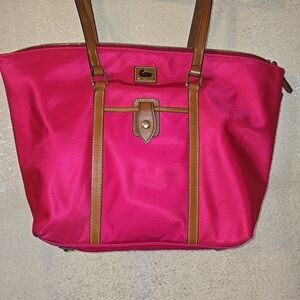 Dooney & Bourke Pink Tote with Brown Straps